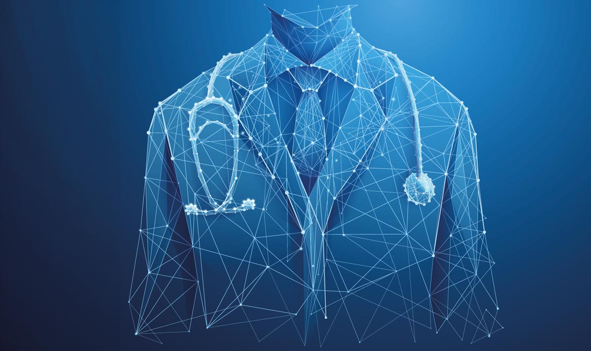 Virtueller Arzt punktuiert und poligomen Formen dargestellt