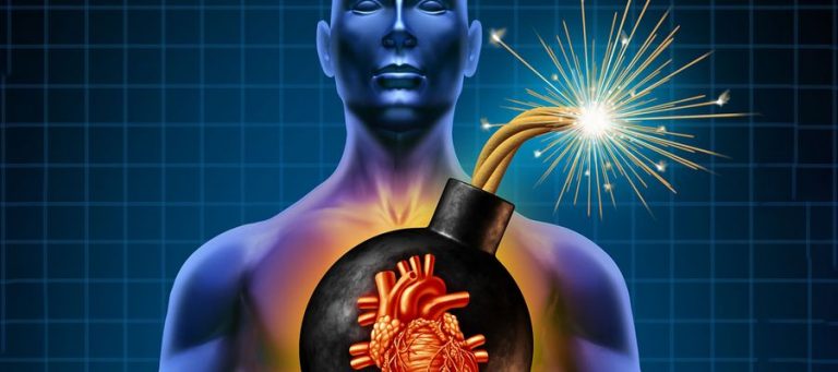 Sybolisiert anatomisch ein Herz als gezündete Bombe